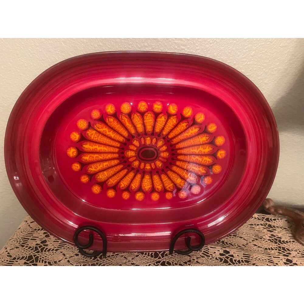 Rare Vintage Metlox Poppy Trail Red Platter